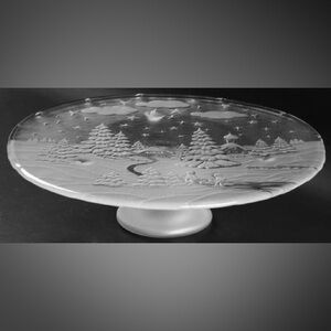 Studio Nova Winterland 15”Clear/Frosted Cake Plate on a Pedestal
